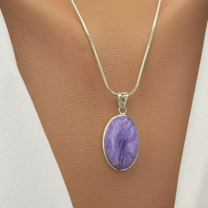 🏷️️ Кулон Чароїт 27х16мм. (cрібло 925 проба) ss_102762