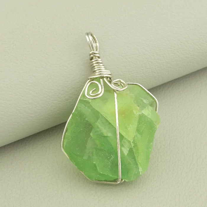 🏷️️ Кулон Флюоріт у дроті 45х25мм. ss_103068