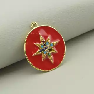 Кулон зірка Фіаніт 25х25 (позолота 18к (лимонна))