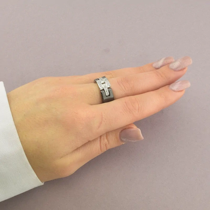 🏷️️ Каблучка Кераміка Фіаніт (родій) ss_96493