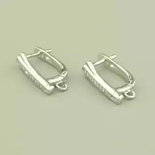 Швензи Пара Фіаніт 15х5мм.(родій)