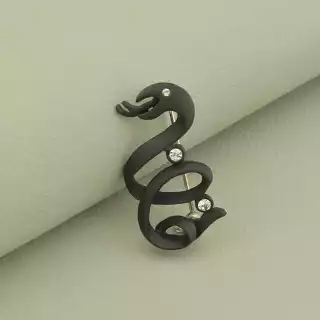 Брошка змія з фіанітами срібна (30х15 мм)