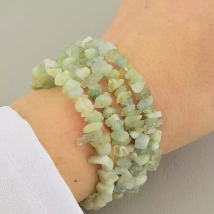 🏷️️ Браслет без застібки з аквамарином крихітка (17 см, синьо-бірюзовий, сталь, на гумці, 6х5 мм) ss_104740