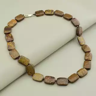 Намисто бронзит (48 см, з карабіном, сталь, 18х13 мм, коричневий, срібний)