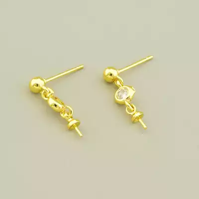 Швензи пара пусети Фіаніт 15х4мм. (позолота 18к лимонна)