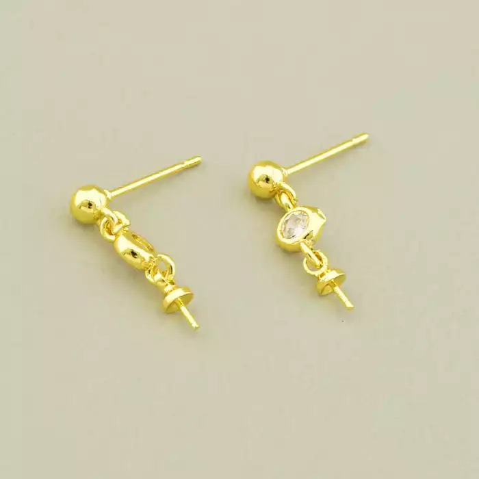 🏷️️ Швензи пара пусети Фіаніт 15х4мм. (позолота 18к лимонна) F-105554