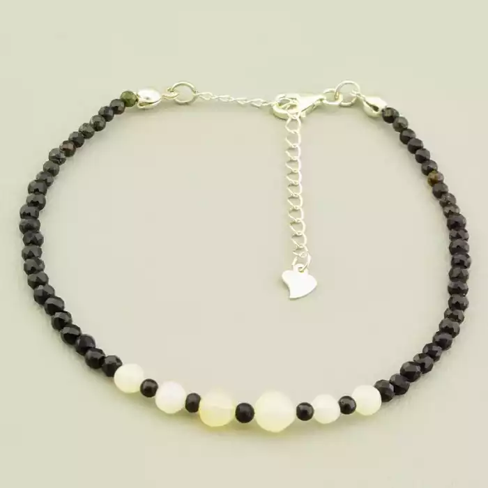 🏷️️ Браслет на карабіні Шпінель, Опал 20 см срібло (925) ss_105758