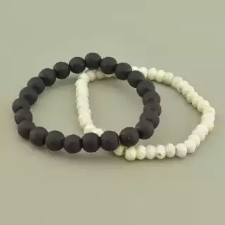 Браслет резинка Шунгіт, Кахолонг 17 см.