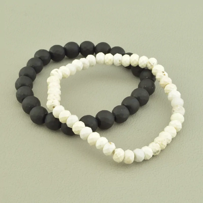 🏷️️ Браслет резинка Шунгіт, Кахолонг 17 см. ss_98658