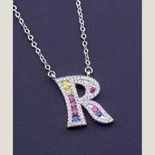 Підвіска літера R Xuping Фіаніт 43 см (родій)