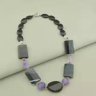 Намисто Агат, Аметист 49 см