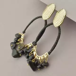 Сережки пусети Stainless Steel Агат, Чеський кришталь