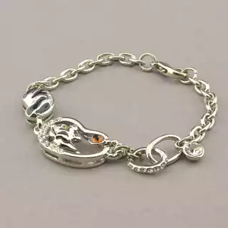 Браслет з карабіном Фіаніт 19 см.