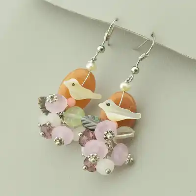 🏷️️ Сережки петельки Hand Made Сердолік F-40946