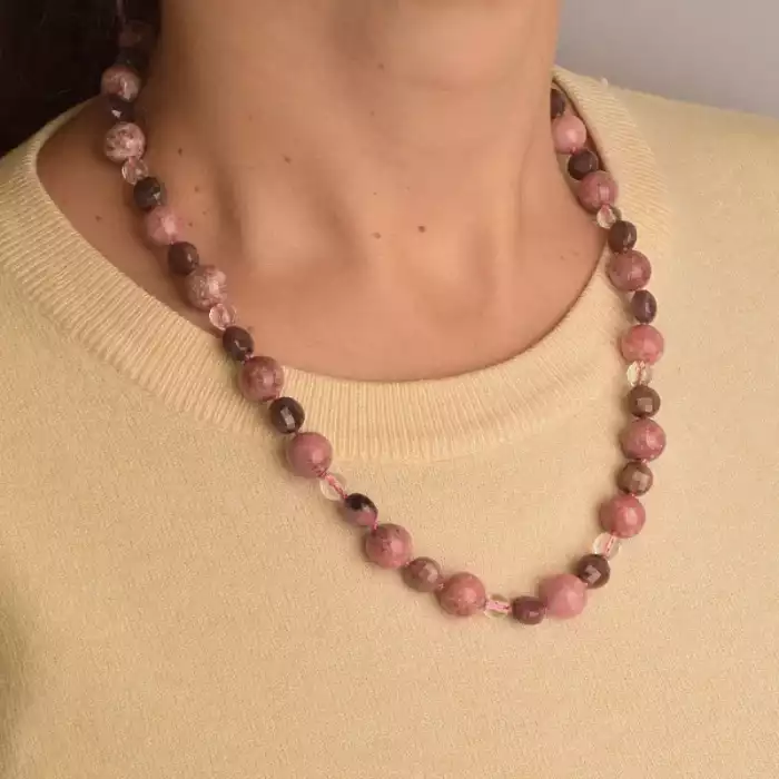 🏷️️ Намисто Родоніт срібло (925 проба) 49 см. ss_94449