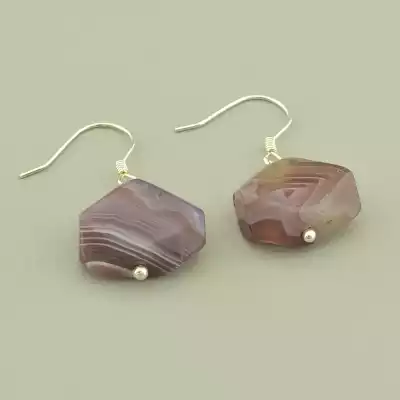 🏷️️ Сережки петля Агат (срібло 925 проба) F-102043