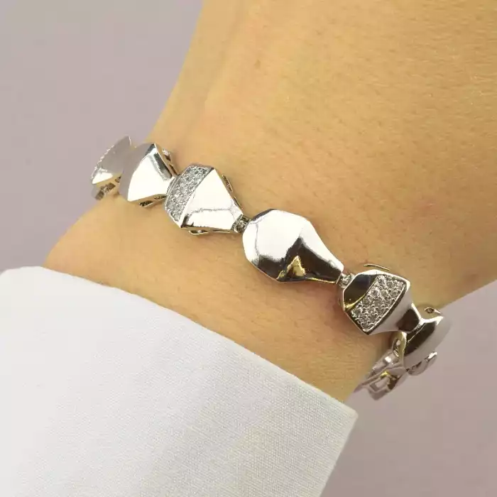 🏷️️ Браслет складний Xuping Фіаніт 17 см. (родій) ss_87729