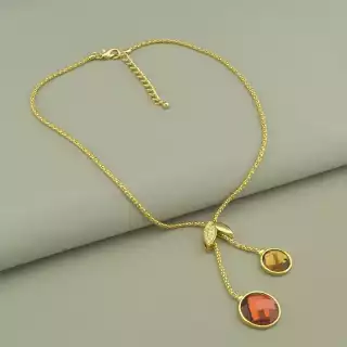 Підвіска вишні Abella Фіаніт 46 см (позолота 18к)