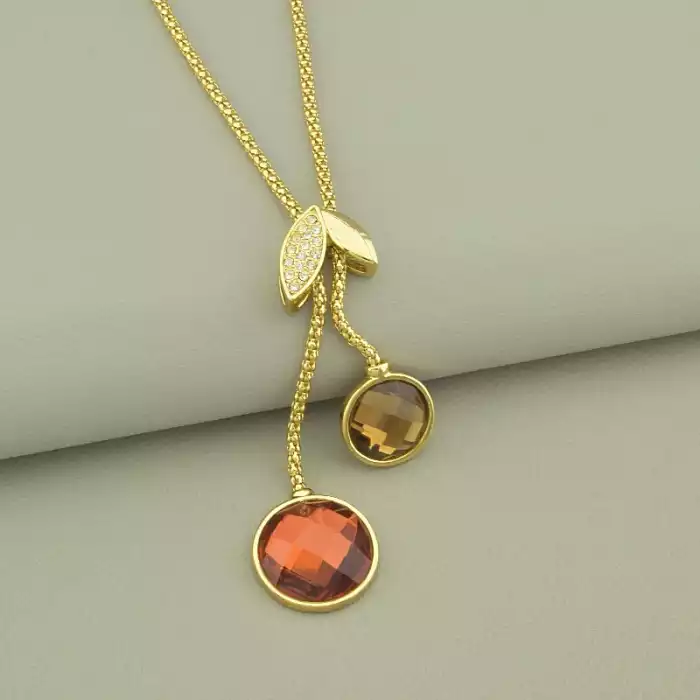 🏷️️ Підвіска вишні Abella Фіаніт 46 см (позолота 18к) ss_103383