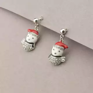 Сережки новорічні пусети Фіаніт Xuping (родій)