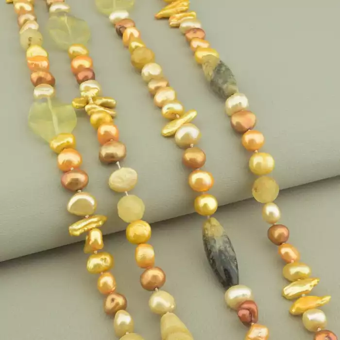 🏷️️ Намисто Яшма, Перли 164 см. ss_104008