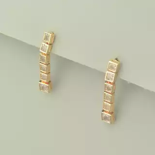 Сережки пусети Xuping Фіаніт (позолота 18к)