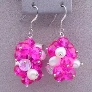 Сережки петля Чеський кришталь, Перли