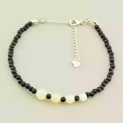 Браслет на карабіні Шпінель, Опал 19 см срібло (925)