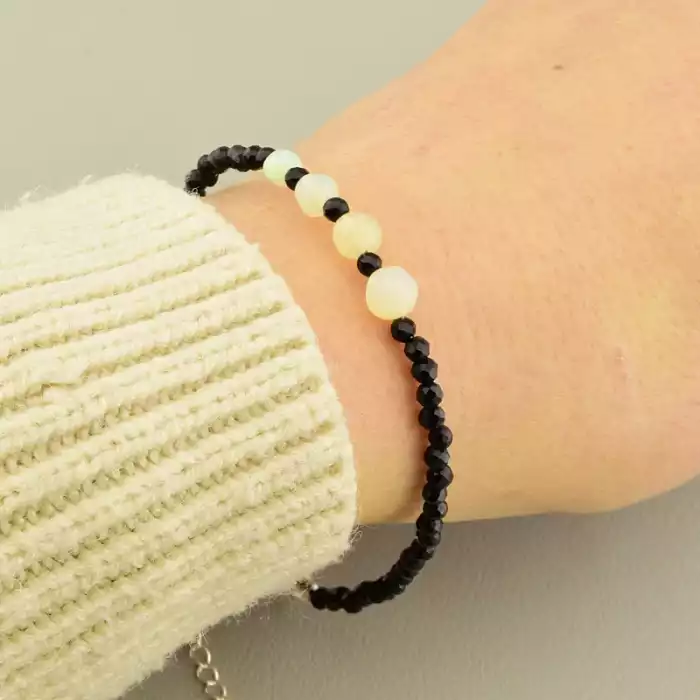 🏷️️ Браслет на карабіні Шпінель, Опал 19 см срібло (925) ss_105759