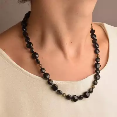 🏷️️ Намисто Турмалін, Раухтопаз 46 см (срібло 925 проба) F-91077