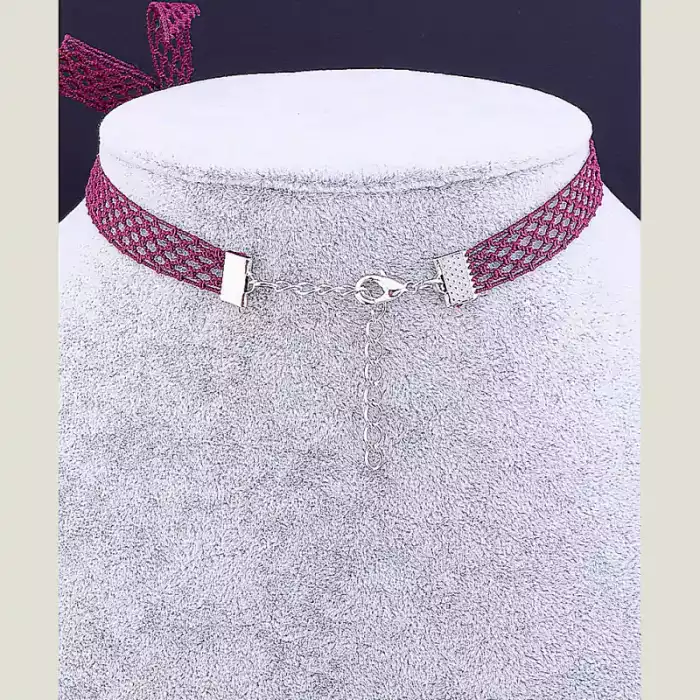 🏷️️ Чокер бордовий з бантом FJ тканина 30 см (застібка карабін) ss_35591