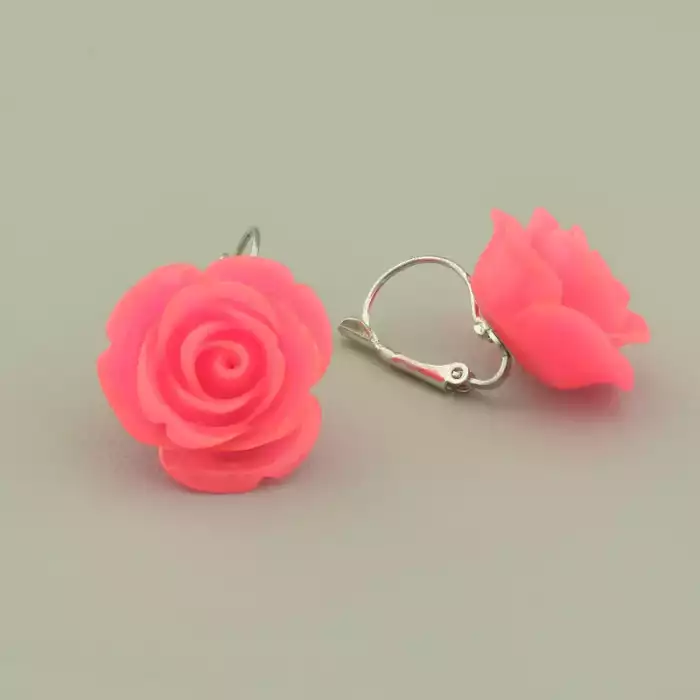 🏷️️ Сережки троянда з французьким замком полімерна глина ss_93401