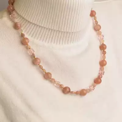 🏷️️ Намисто Сонячний камінь, Чеський кришталь 50 см. F-94550