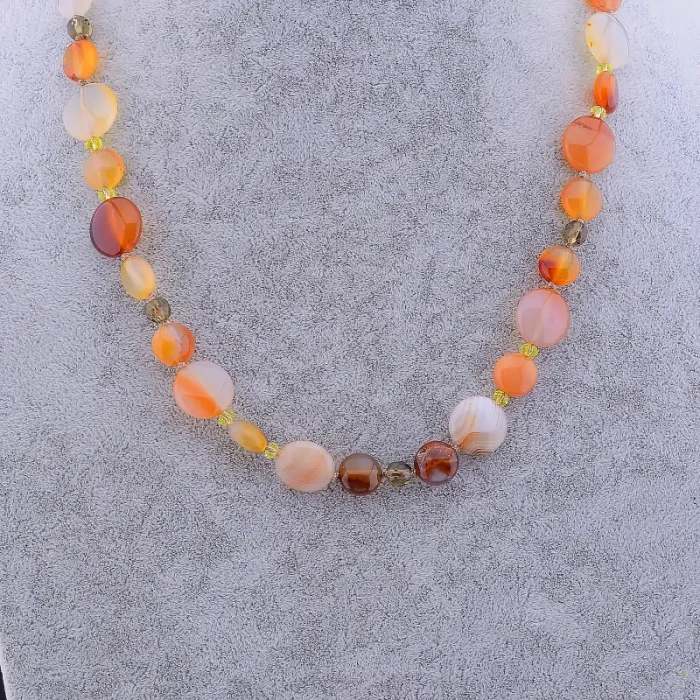 🏷️️ Намисто Сердолік, Раухтопаз 54 см ss_77867