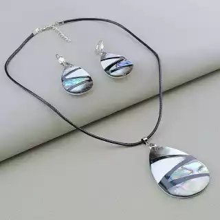 Підвіска + Сережки Галіотіс, Перламутр 47 см.