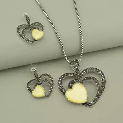 🏷️️ Підвіска+Сережки Перламутр 50 см. F-103798