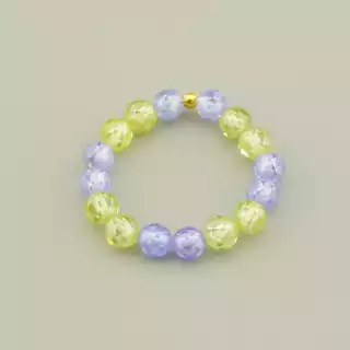 Каблучка з цирконом (гранованої форми, зеленого і фіолетового кольору)