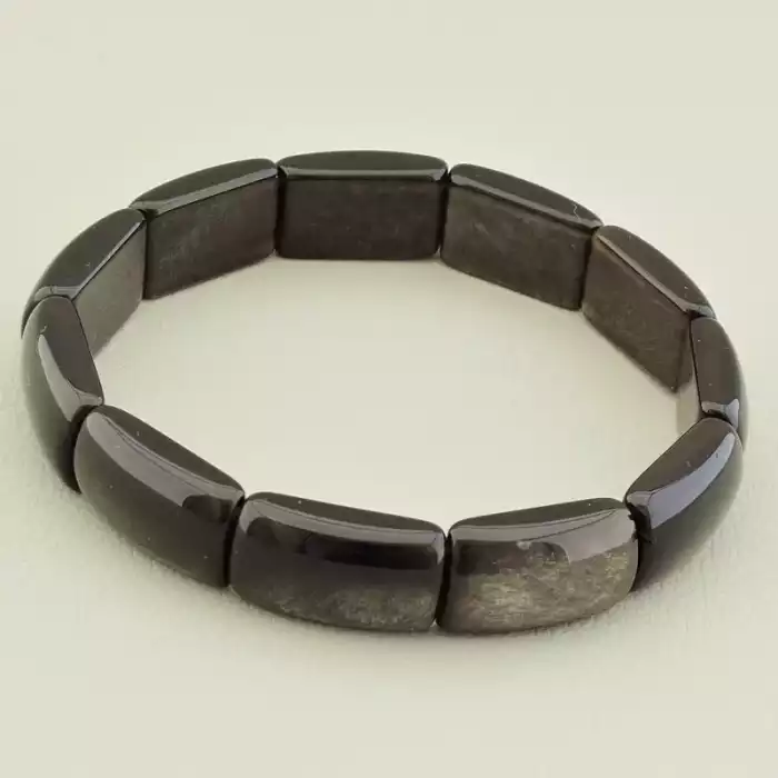 🏷️️ Браслет на резинці Обсідіан 19 см F-105556