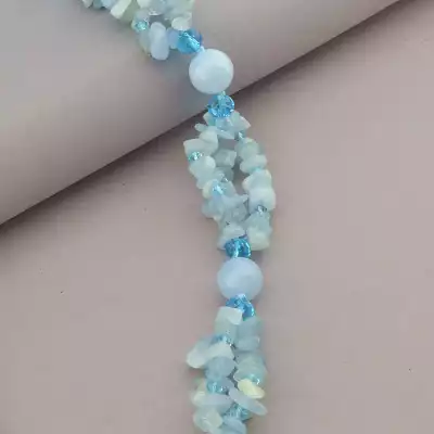 🏷️️ Намисто Аквамарин, Чеський кришталь 52 см. (срібло 925 проба) F-91078