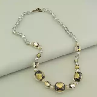 Намисто петля з великими елементами Чеський кришталь, Муранське скло 51 см