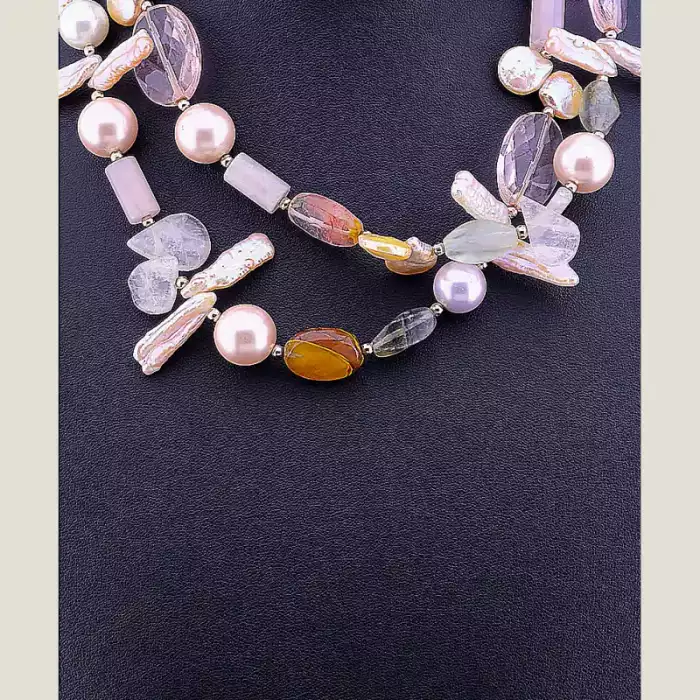 🏷️️ Намисто Майорка, Халцедон, Флюорит 90 см ss_71865