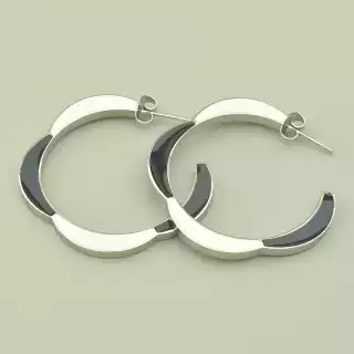 Сережки кільця Stainless Steel Емаль (родій)