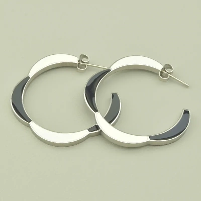 Сережки Stainless Steel Емаль (родій)