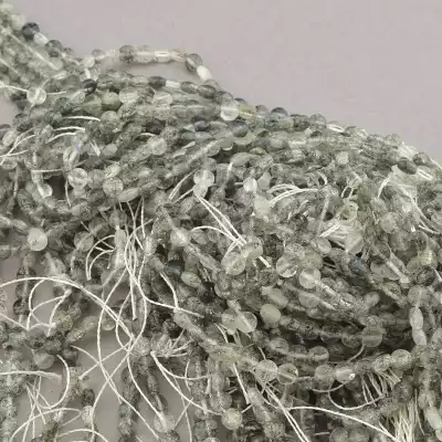 🏷️️ Намистини Волосатик 39 см на нитці (натуральне каміння, без застібки) грановані F-82980