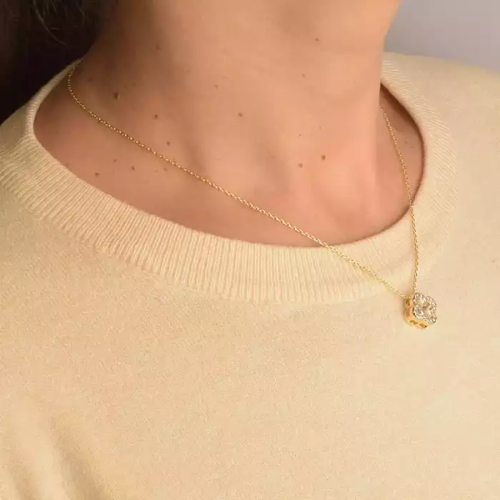 🏷️️ Підвіска + Сережки Saiya Фіаніт 41 см. (позолота 18к (лимонна)) ss_92474