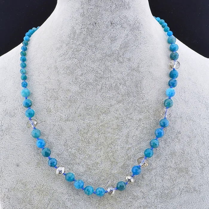 🏷️️ Намисто Апатит, Чеський кришталь 53 см. ss_86508