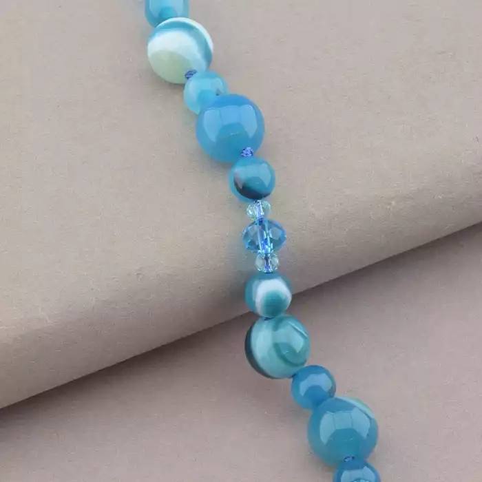 🏷️️ Намисто Агат, Чеський кришталь 52 см. ss_94451