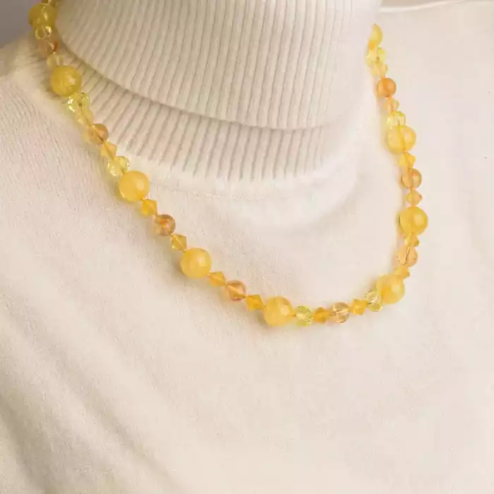 🏷️️ Намисто Цитрін, Чеський кришталь 47 см. ss_94551