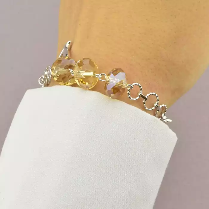 🏷️️ Браслет з карабіном Winniana Чеський кришталь 17 см. (родій) ss_86724