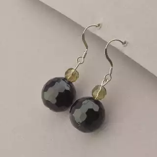 Сережки петля Агат, Раухтопаз